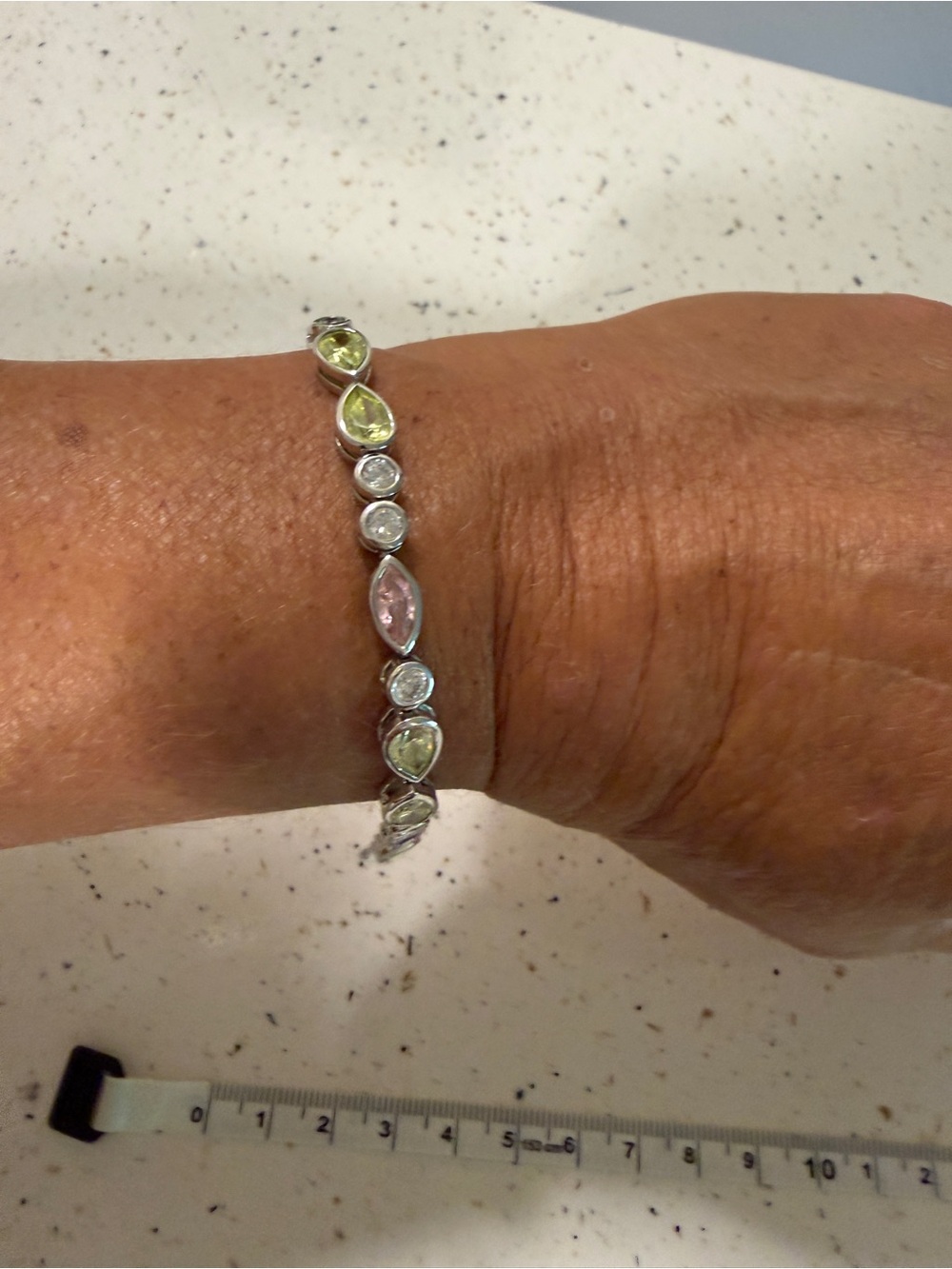 925 Sterling Silver Multi Gemstone Tennis Bracelet